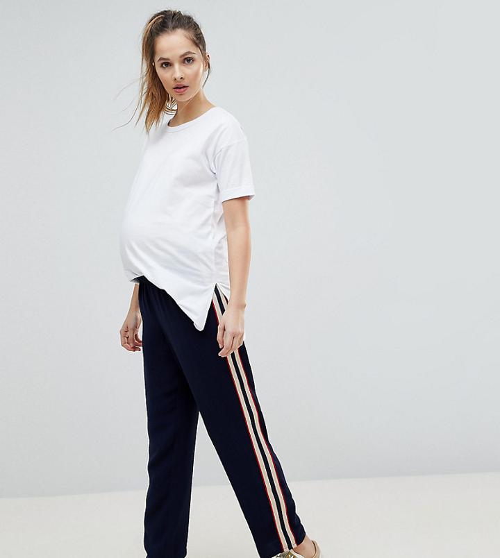 Asos Maternity Tailored Jogger With Side Stripe Panel - Navy