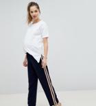 Asos Maternity Tailored Jogger With Side Stripe Panel - Navy