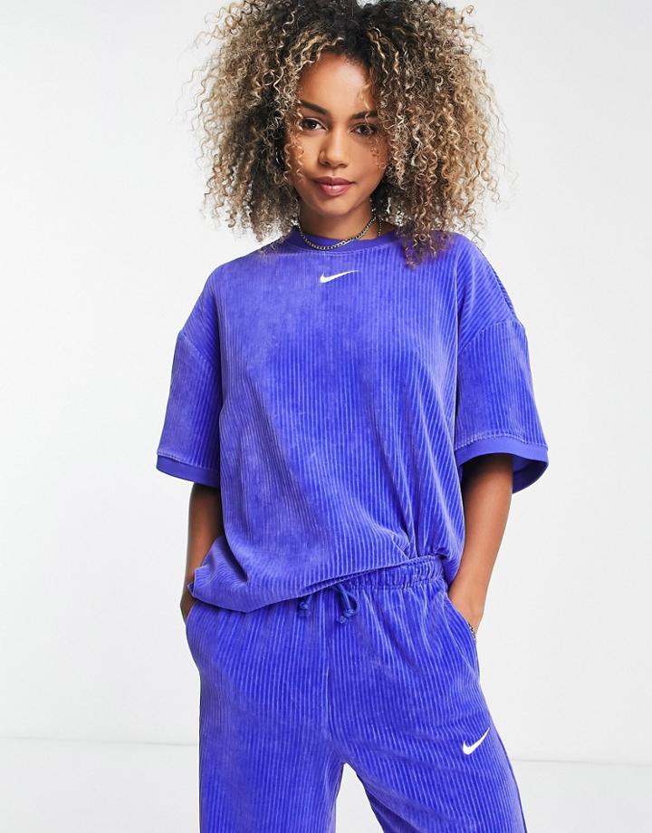 Nike Velour T-shirt In Blue