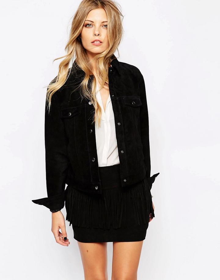 Mango Suede 70s Jacket - Black