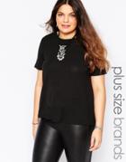 Alice & You V Neck T-shirt With Wrap Cowl Back - Black