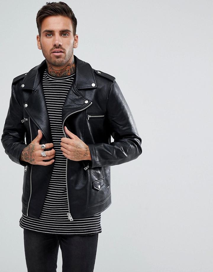 Bershka Biker Jacket In Black - Black