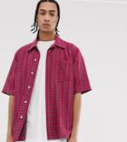 Noak Oversized Check Seersucker Shirt In Pink - Pink