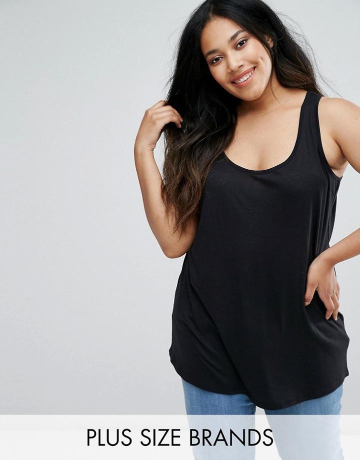 New Look Plus Scoop Dip Back Tank Top - Black