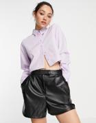 Noisy May Cropped Shirt In Lilac-purple