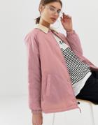 Asos Design Fleece Collar Tech Jacket-pink