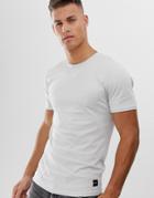 Only & Sons Longline Curved Hem T-shirt In Light Gray - Gray