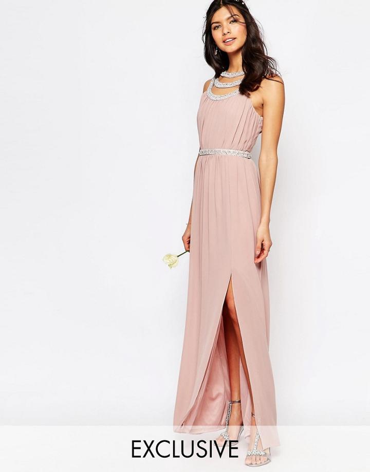Tfnc Wedding Embellished Maxi Dress - Pale Mauve