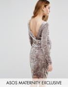 Asos Maternity Cowl Back Velvet Dress - Gray