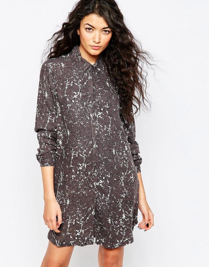 Vila Early Printed Shirt Dress - Phantom