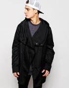 Asos Hooded Jacket With Cowl Neck In Black - Black
