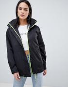 Asos Design Contrast Trim Anorak - Black