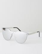Asos Square Sunglasses In Silver With Layered Mirror Lens - Silver