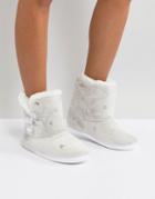 Lipsy Fluffy Tie Side Slipper Boots - Gray
