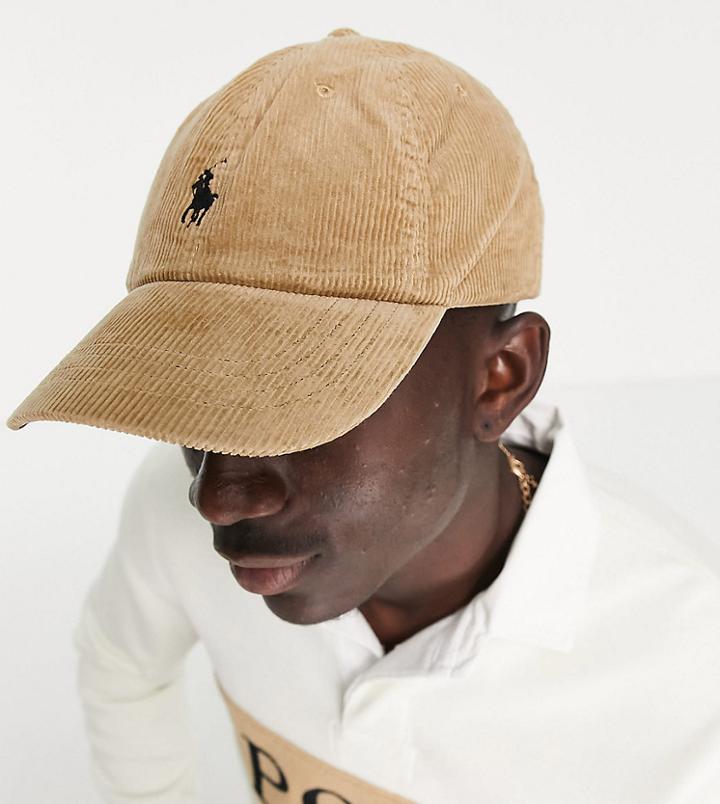 Polo Ralph Lauren X Asos Exclusive Collab Corduroy Cap In Tan With Pony Logo-neutral