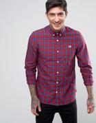 Fred Perry Plaid Long Sleeve Shirt In Red - Red