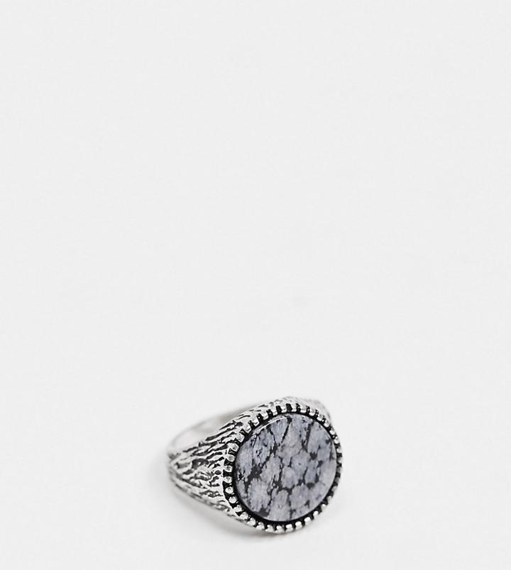 Reclaimed Vintage Inspired Ring With Semi Precious Stone Detail In Burnished Silver