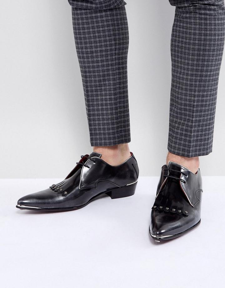 Jeffery West Adam Ant Skull Lace Up Shoes - Gray
