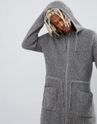 Asos Design Ribbed Parka Jacket In Gray