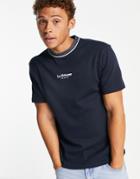 River Island Slim Grid T-shirt In Navy