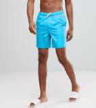 Asos Tall Swim Shorts In Bright Blue Mid Length - Blue