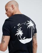 Asos Design T-shirt With Palm Tree Back Print - Black
