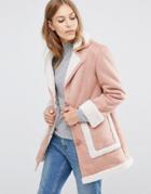 Asos Vintage Faux Shearling Coat - Pink