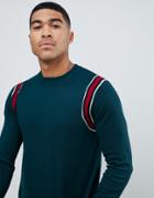 River Island Sweater With Splicing In Green - Green