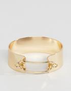 Nylon Cuff Link Chunky Bracelet - Gold