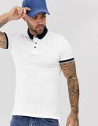New Look Muscle Fit Tipped Polo In White