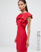 Missguided Tall Frill Detail Mini Dress - Red