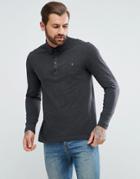 Farah Merriweather Slim Fit Long Sleeve Pique Polo Shirt In Dark Gray - Gray