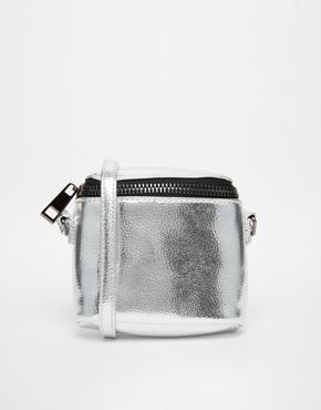 Asos Zip Around Mini Cross Body Bag - Silver