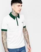 Fred Perry Knitted Polo Shirt With Zip Neck - Porcelin