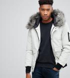 D-struct Tall Faux Fur Trimmed Mid Length Parka - White