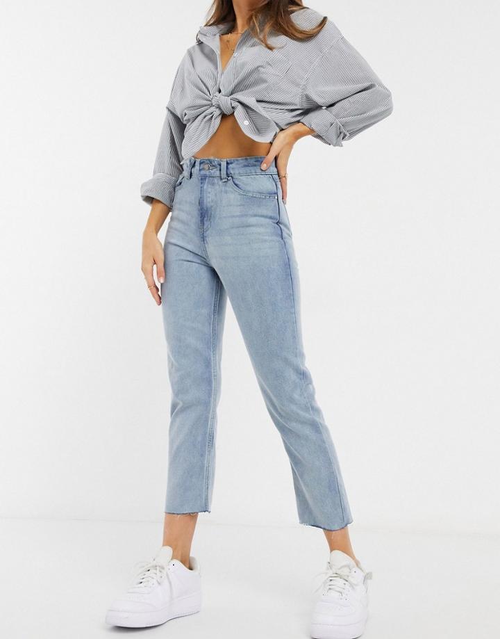 Brave Soul Francis High Waisted Mom Jeans In Light Wash Blue