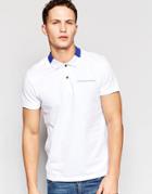 Jack & Jones Polo Shirt With Color Block Collar - White