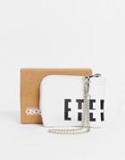 Asos Design Zip Around Wallet With Slogan Detail In White