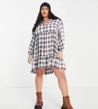 Simply Be Tiered Smock Dress In Navy Check