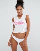 Private Party Bride Cropped Tank Top - White