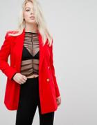 Miss Selfridge Longline Military Jacket - Red