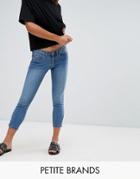 Noisy May Petite Eve Ankle Zip Skinny Jeans - Blue