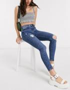 Noisy May Skinny Destroyed Jeans In Light Blue-blues