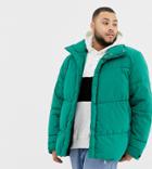Asos Design Plus Oversized Puffer Jacket In Green - Green