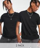 Topman 2 Pack Classic T-shirt In Black - Black