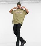 Reclaimed Vintage Inspired Oversized Logo T-shirt In Washed Khaki-brown