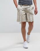 Asos Slim Shorts With Safari Strap Detail In Stone - Stone