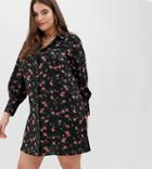 Fashion Union Plus Shirt Dress In Floral-black