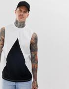 Asos Design Relaxed Sleeveless T-shirt With Dropped Armhole With Triangle - White