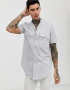 Asos Design Regular Fit Super Longline Shirt In Gray